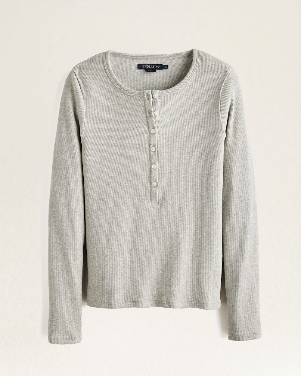 WOMEN'S LONG-SLEEVE PIMA COTTON HENLEY IN HEATHER GREY image number 1