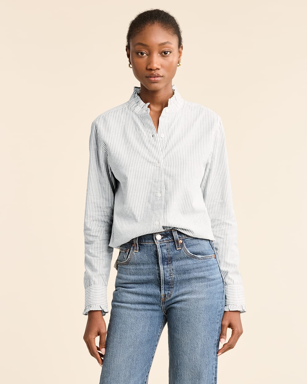 WOMEN'S LONG-SLEEVE ELOISE SHIRT IN VINTAGE INDIGO/WHITE image number 1