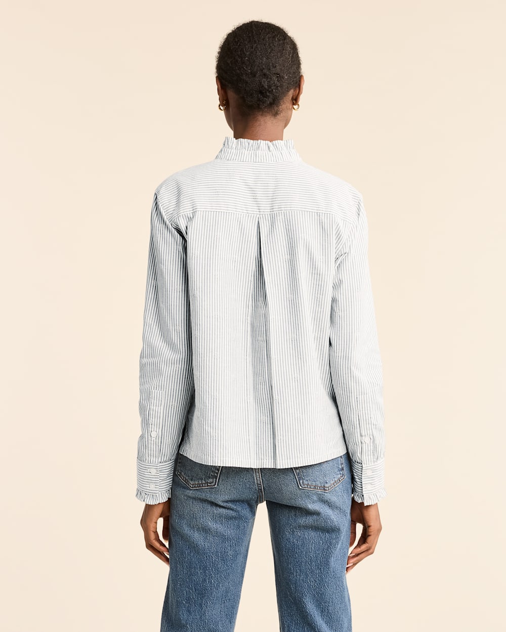 ALTERNATE VIEW OF WOMEN'S LONG-SLEEVE ELOISE SHIRT IN VINTAGE INDIGO/WHITE image number 3