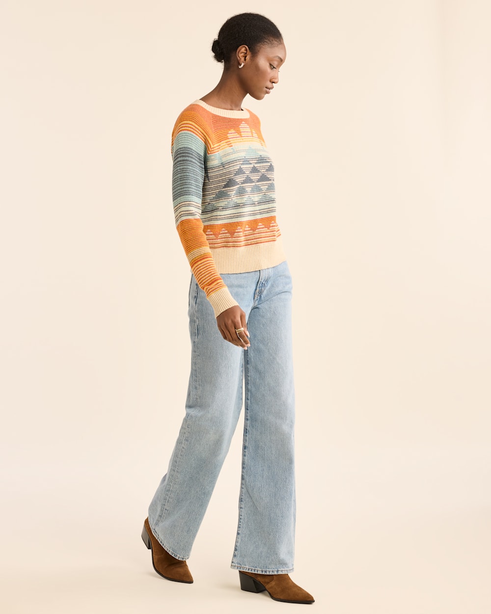 Shop Relaxed Women s Sunset Raglan Cotton Sweaters Pendleton