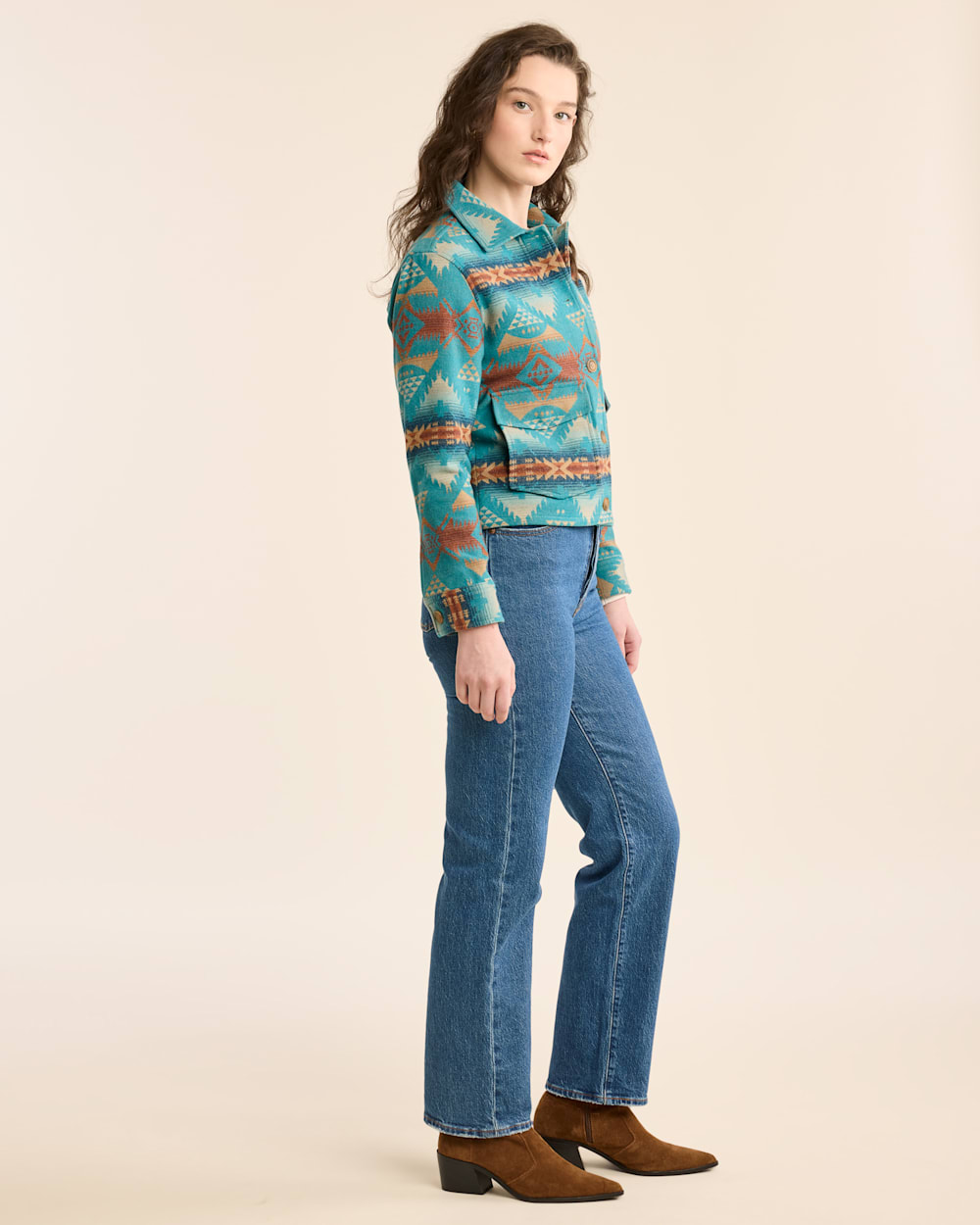 ALTERNATE VIEW OF WOMEN'S LOWELL WOOL JACKET IN TURQUOISE NEHALEM image number 2