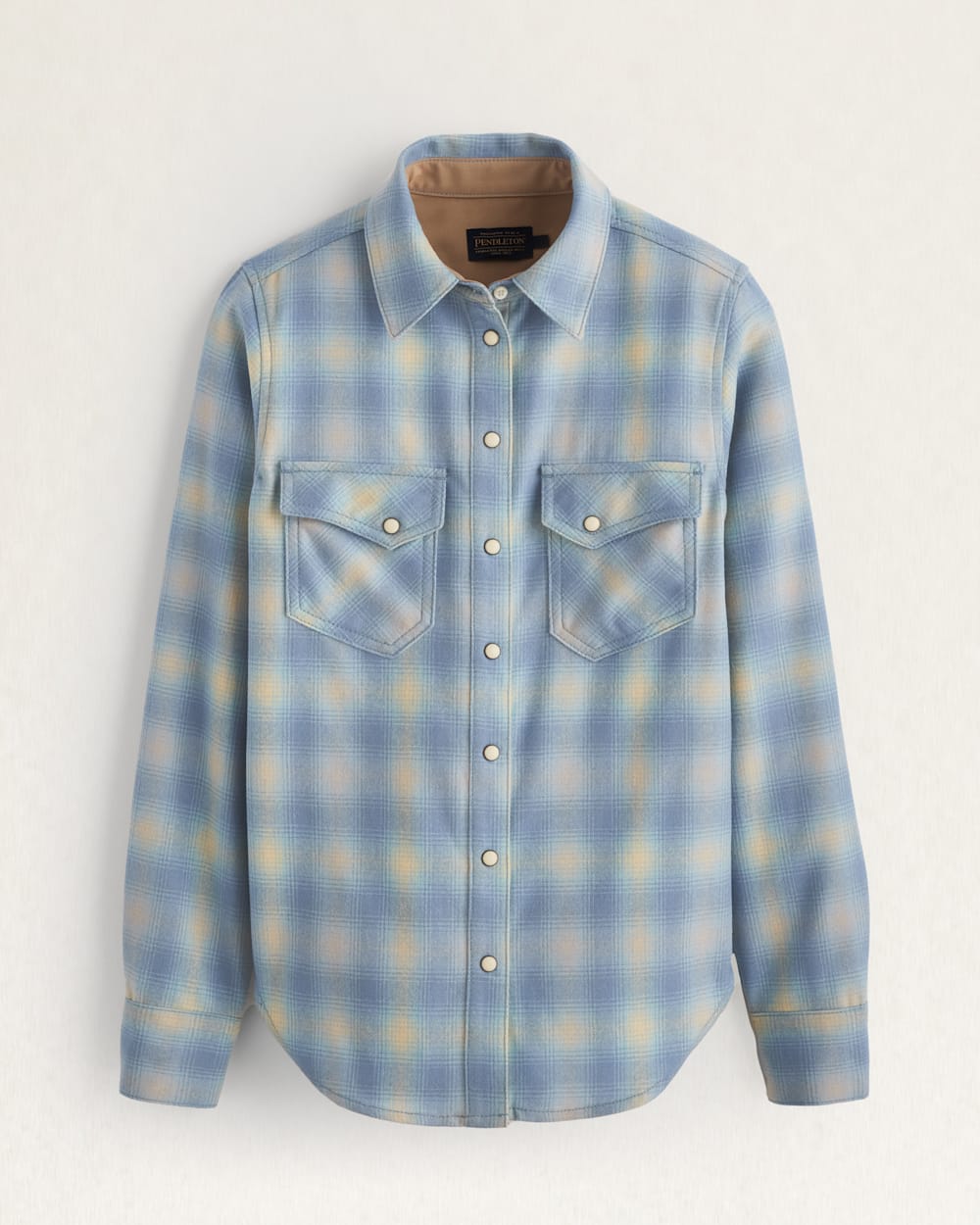 WOMEN'S PLAID GAMBLER SHIRT IN LIGHT BLUE OMBRE image number 1