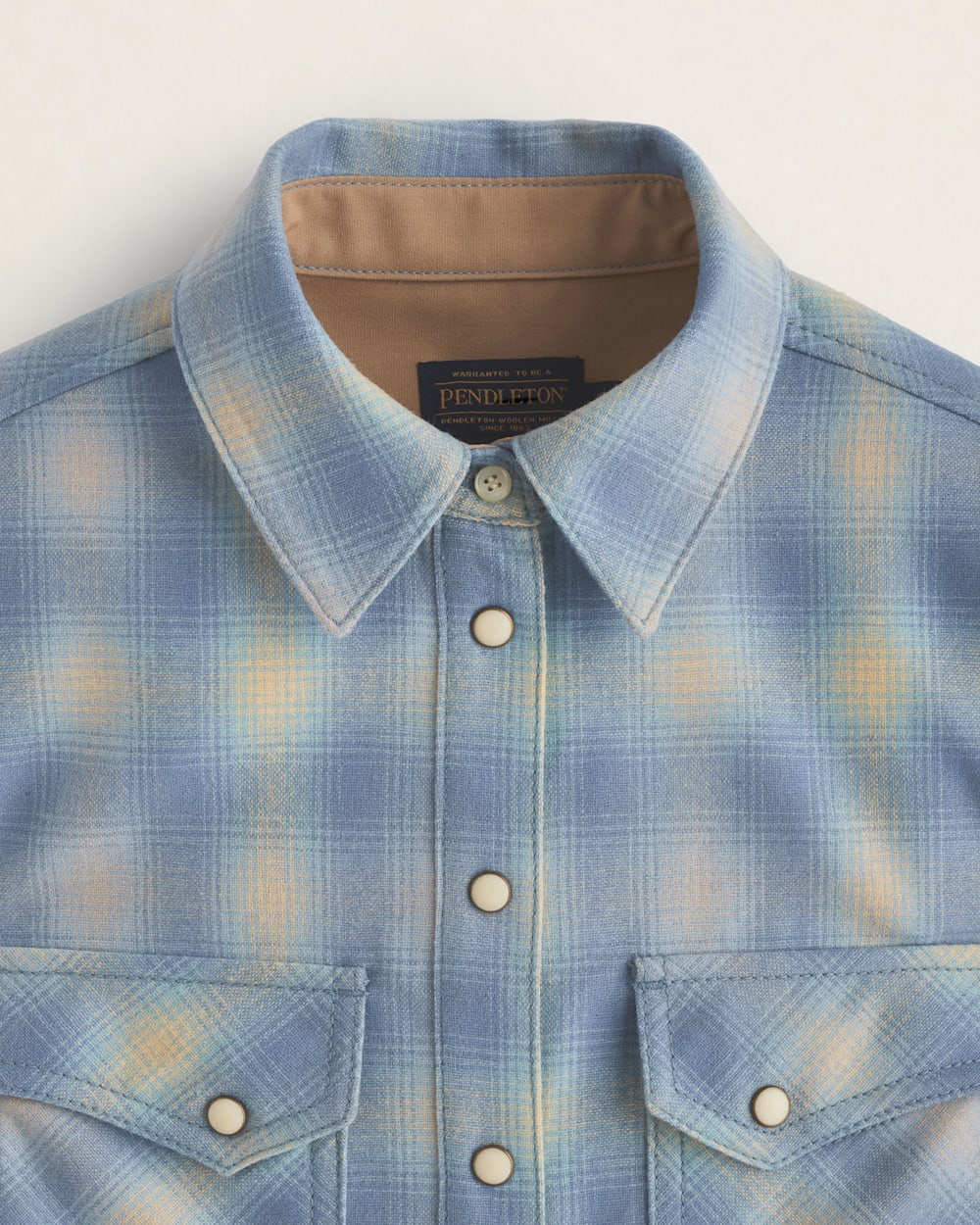 ALTERNATE VIEW OF WOMEN'S PLAID GAMBLER SHIRT IN LIGHT BLUE OMBRE image number 2