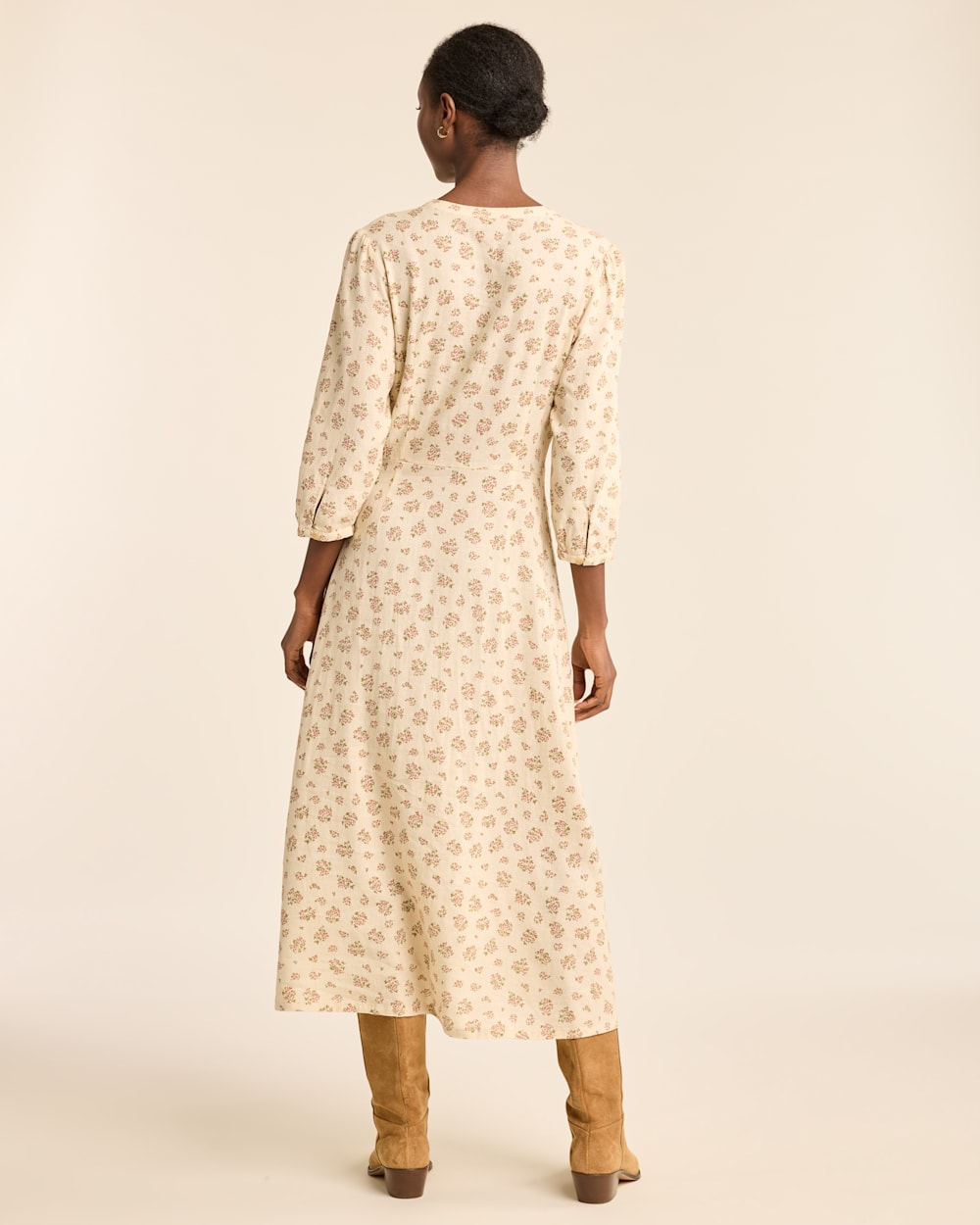 ALTERNATE VIEW OF WOMEN'S FLORAL BUTTON-FRONT LANA DRESS IN IVORY MIX image number 3