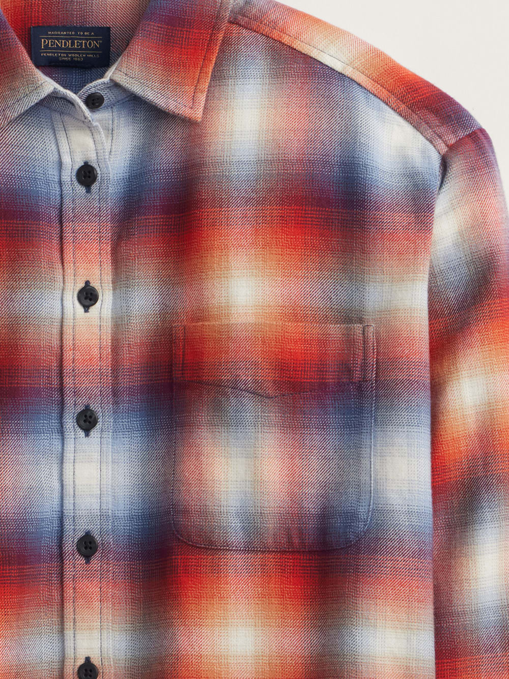 ALTERNATE VIEW OF WOMEN'S PLAID BOYFRIEND DOUBLEBRUSHED FLANNEL SHIRT IN RUST NAVY OMBRE image number 2