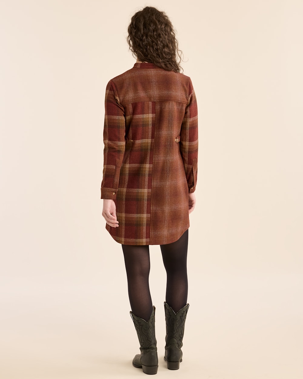 ALTERNATE VIEW OF WOMEN'S CENTENNIAL PLAID SHIRT DRESS IN RED MIX MULTI OMBRE image number 3