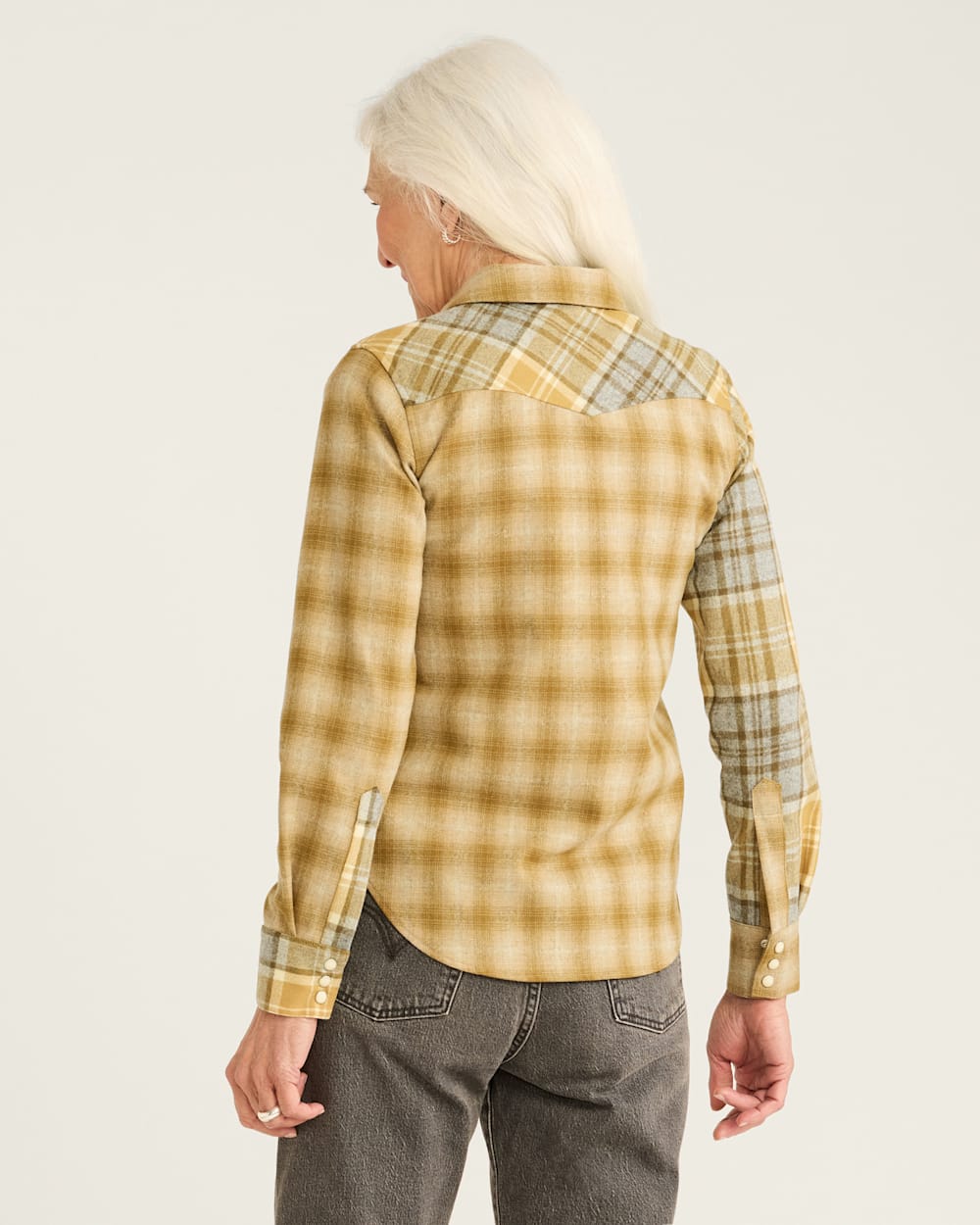 ALTERNATE VIEW OF WOMEN'S LIMITED EDITION GAMBLER SHIRT IN TAN/BRONZE OMBRE image number 3