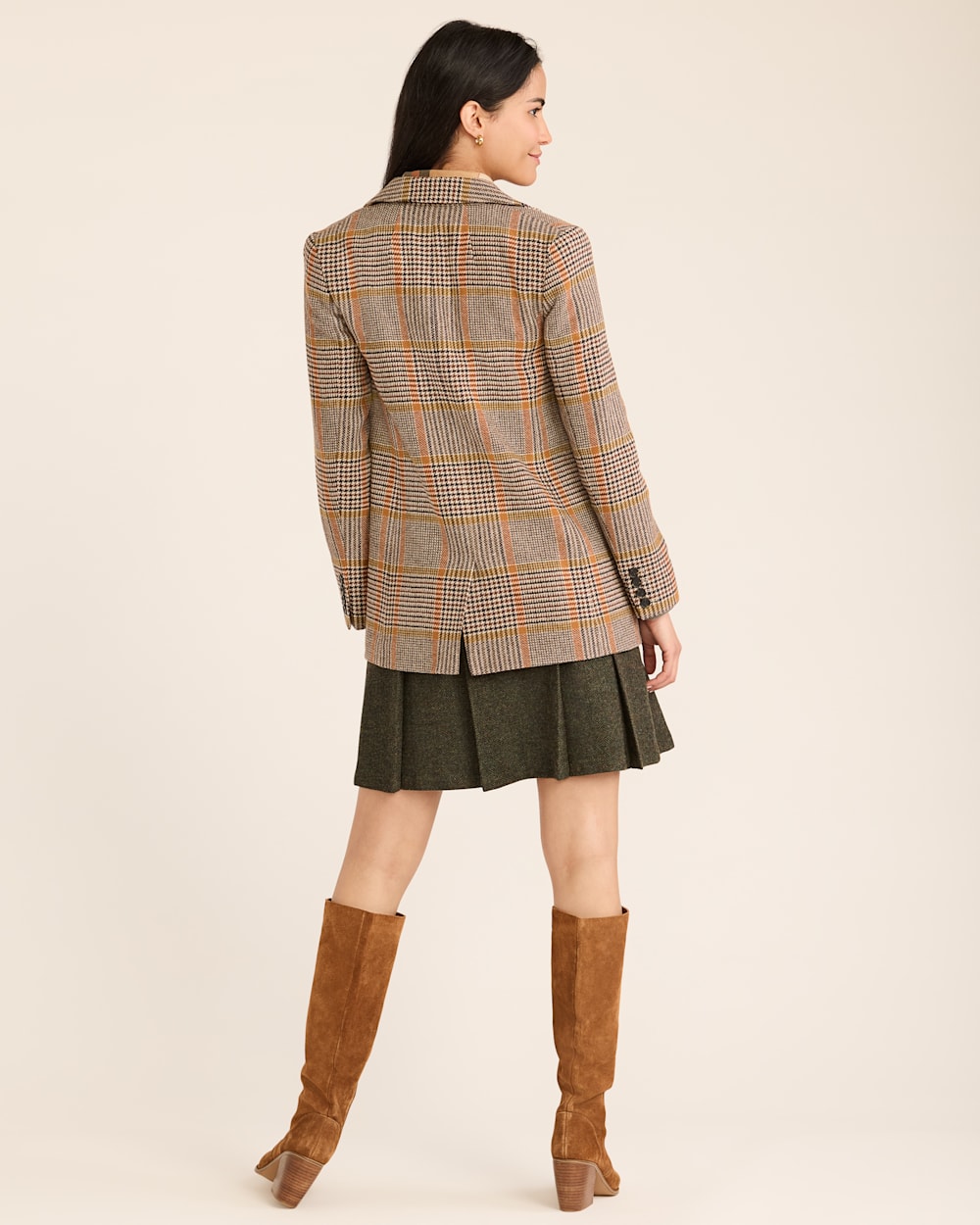 ALTERNATE VIEW OF WOMEN'S DAVIS GLEN PLAID WOOL BLAZER IN TAN/BROWN image number 3