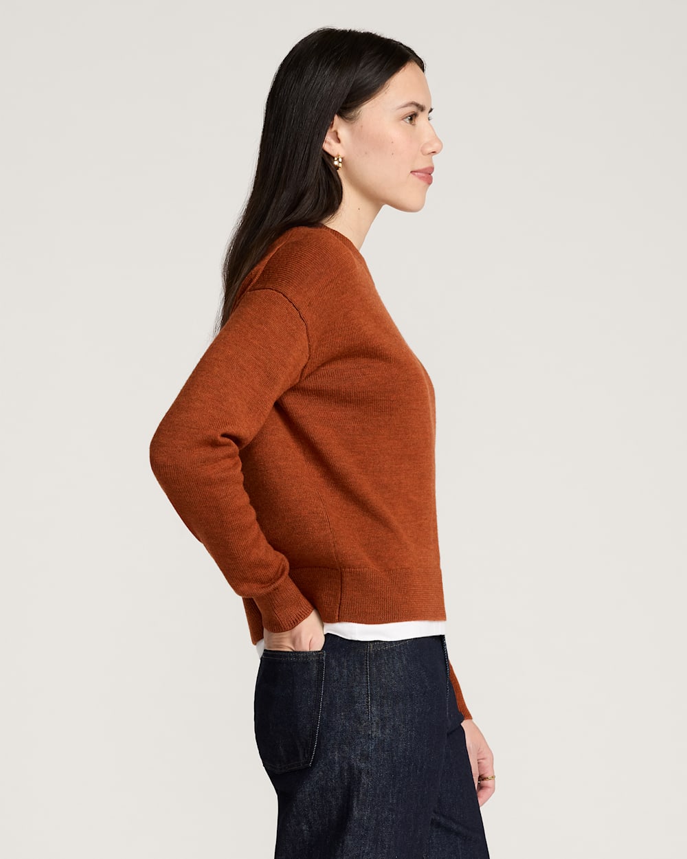 ALTERNATE VIEW OF WOMEN'S MERINO SWEATER IN SPICE HEATHER image number 3