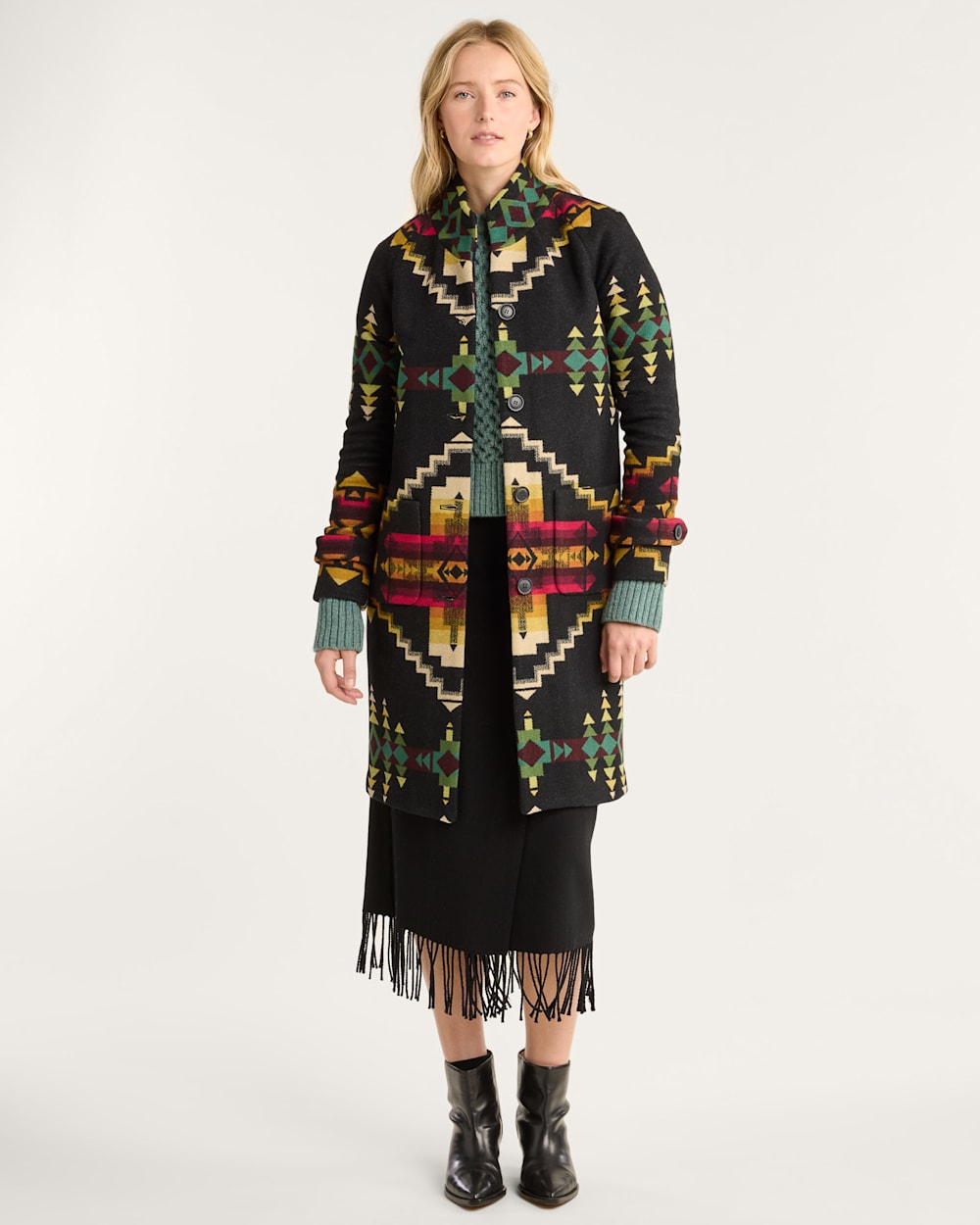 ALTERNATE VIEW OF WOMEN'S FOUR CORNERS ARCHIVE BLANKET COAT IN OXFORD image number 6