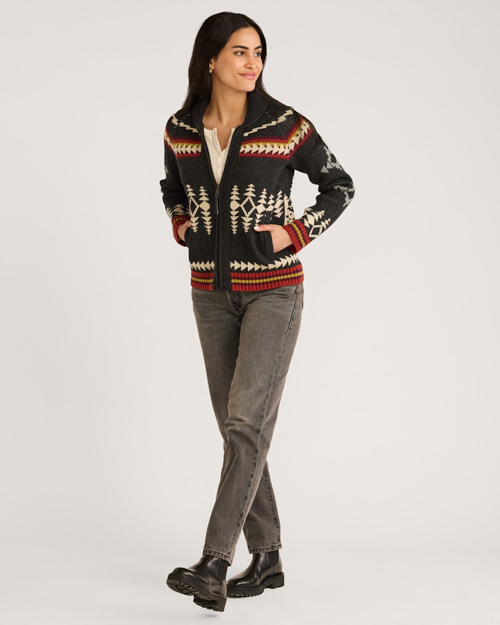 Shop Women's Alpine Lambswool Zip Cardigan for Warm Stylish
