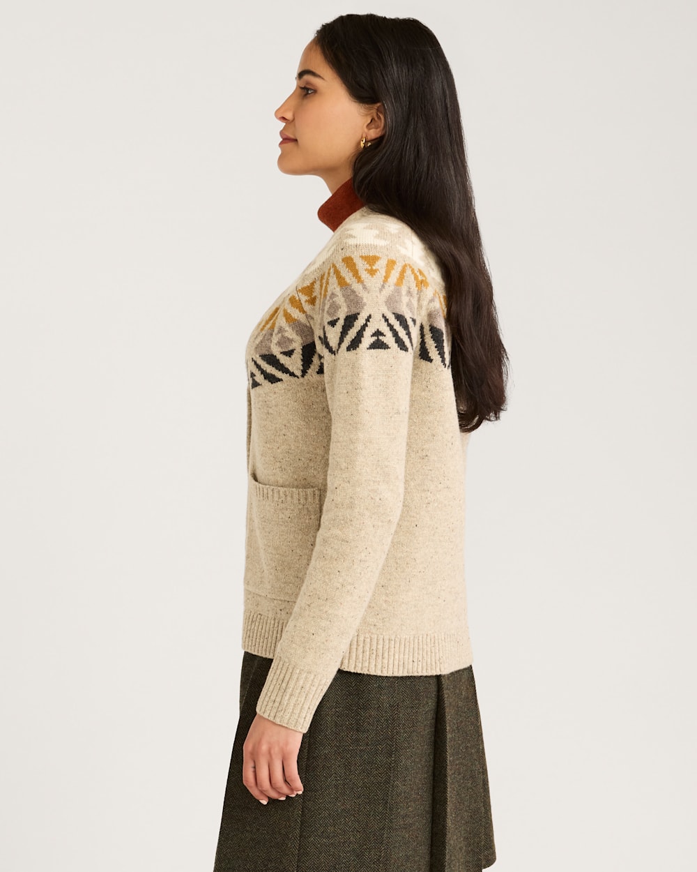 ALTERNATE VIEW OF WOMEN'S FAIR ISLE MERINO CARDIGAN IN OATMEAL MULTI image number 2