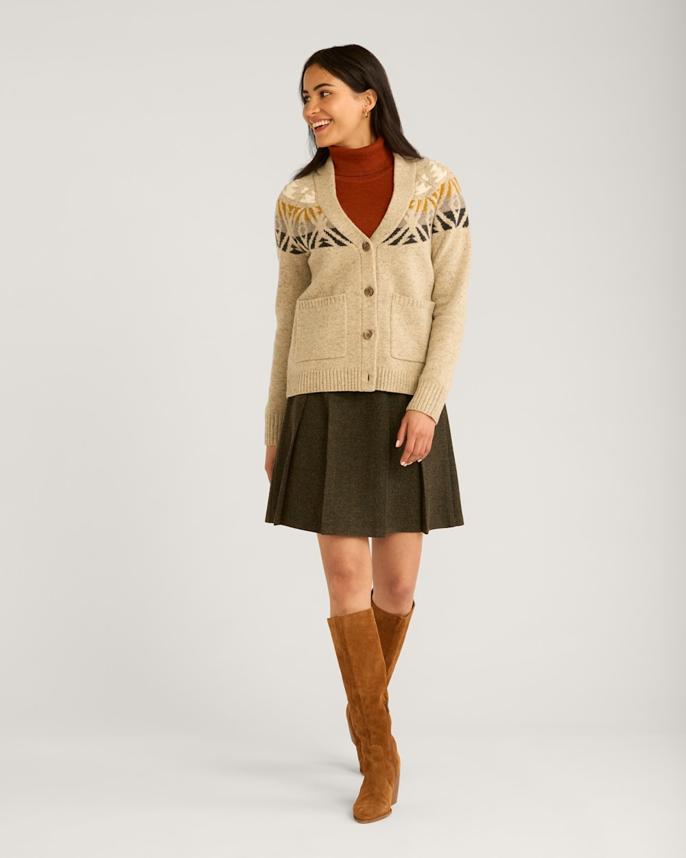 ALTERNATE VIEW OF WOMEN'S FAIR ISLE MERINO CARDIGAN IN OATMEAL MULTI image number 5