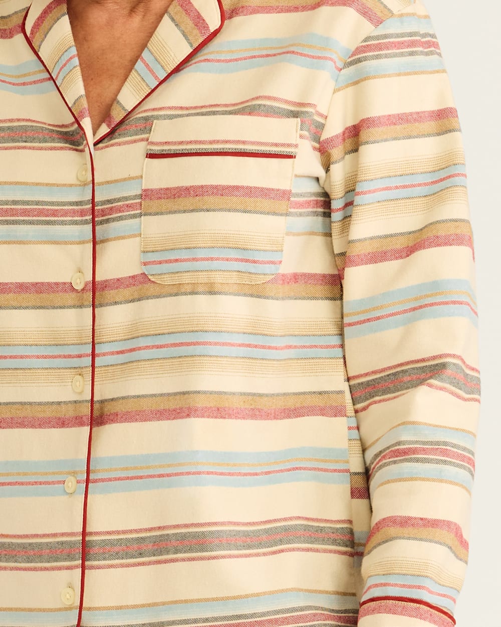 ALTERNATE VIEW OF WOMEN'S BRIDGER STRIPE FLANNEL PAJAMA SET IN IVORY image number 4