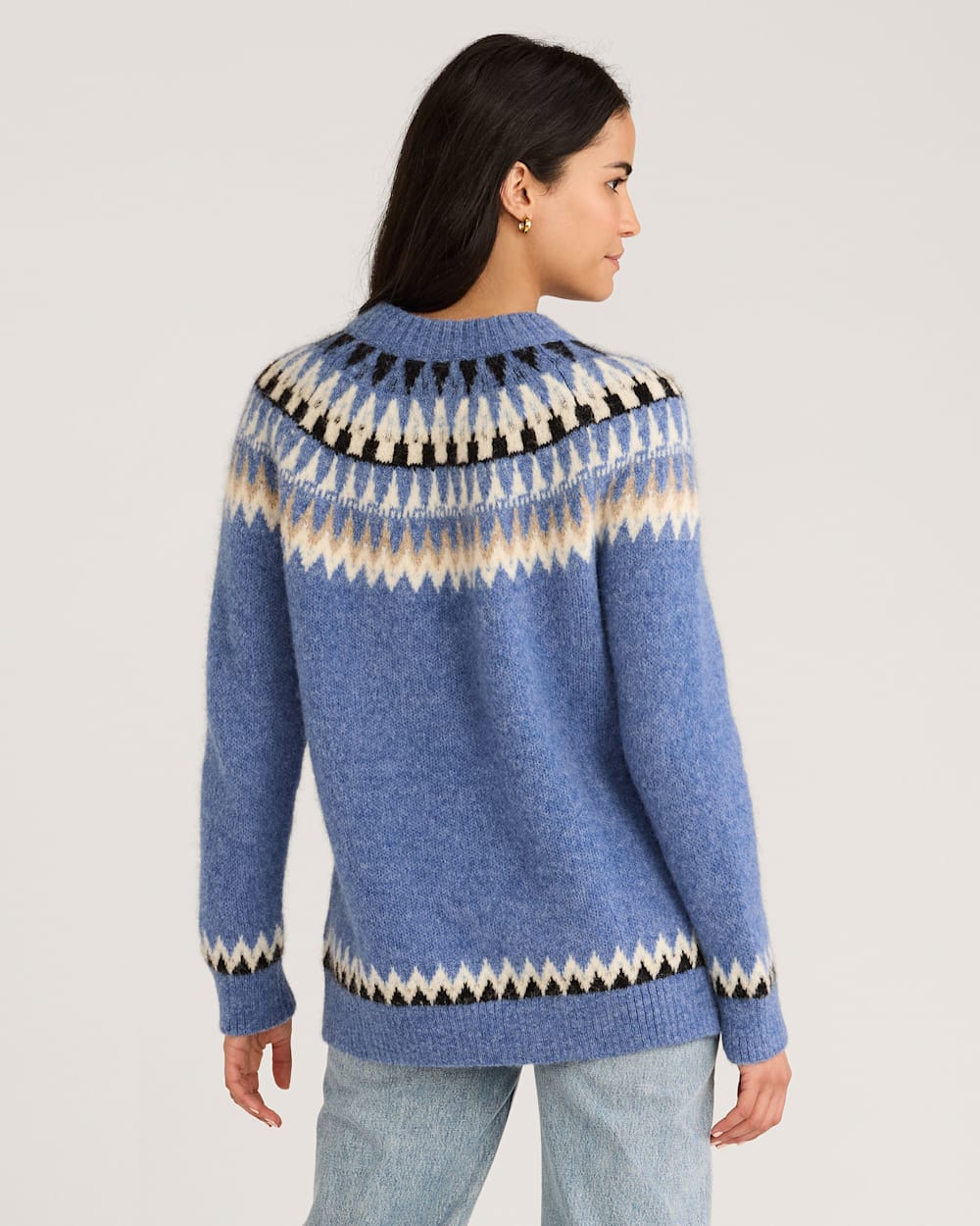 ALTERNATE VIEW OF WOMEN'S OVERSIZED ALPACA FAIR ISLE SWEATER IN LIGHT BLUE MULTI image number 3