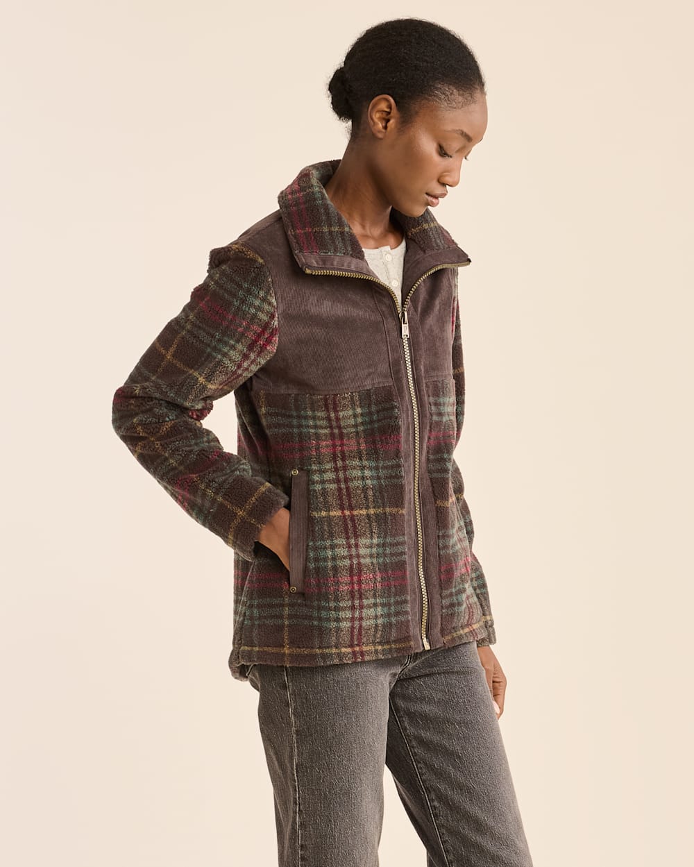 ALTERNATE VIEW OF WOMEN'S MADRONA FLEECE WEEKENDER COAT IN BROWN TEAL image number 2