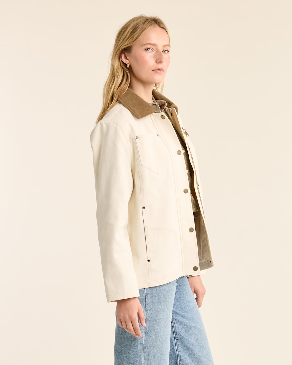 ALTERNATE VIEW OF WOMEN'S HAZEL CANVAS SWING JACKET IN BONE image number 3