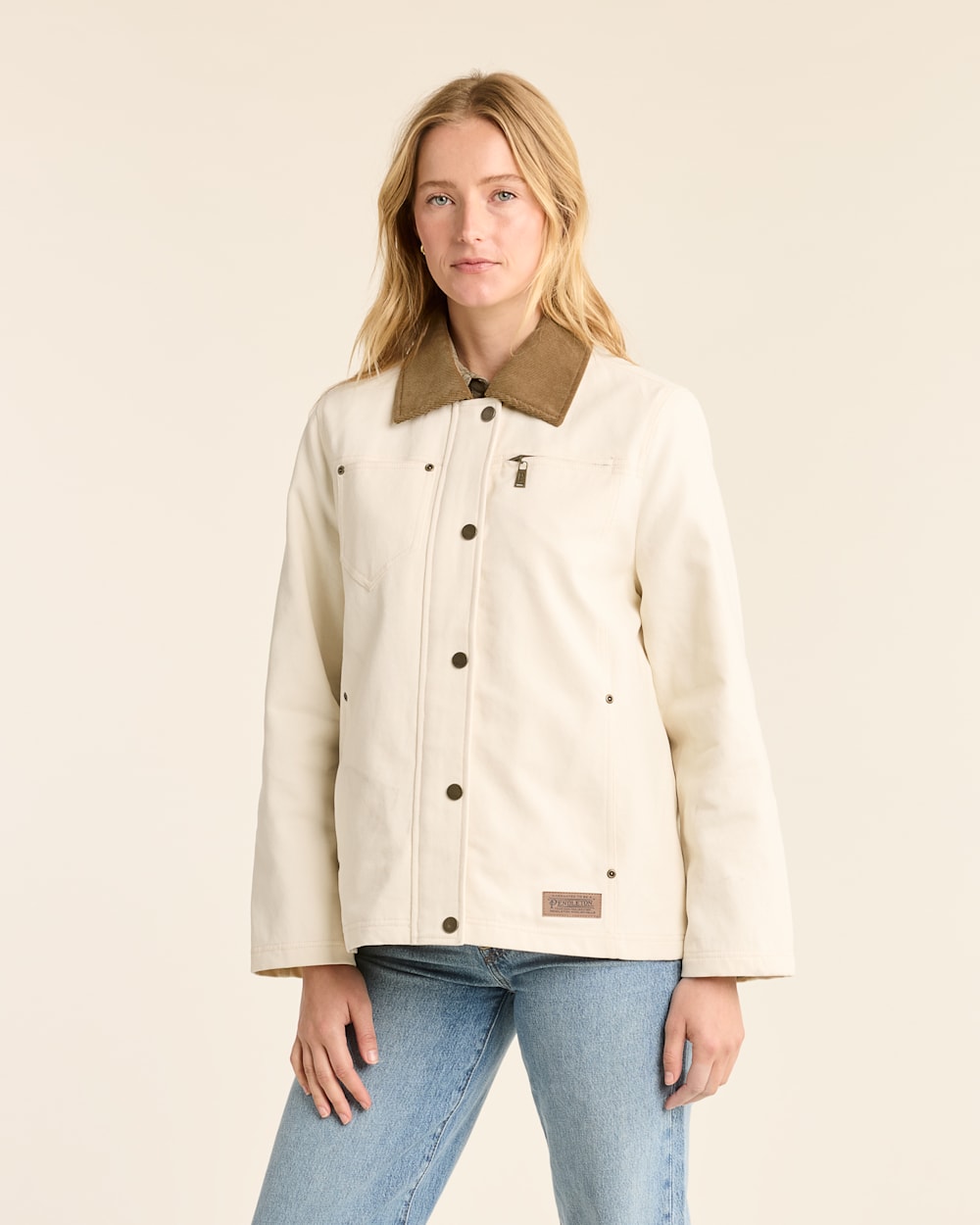 ALTERNATE VIEW OF WOMEN'S HAZEL CANVAS SWING JACKET IN BONE image number 6