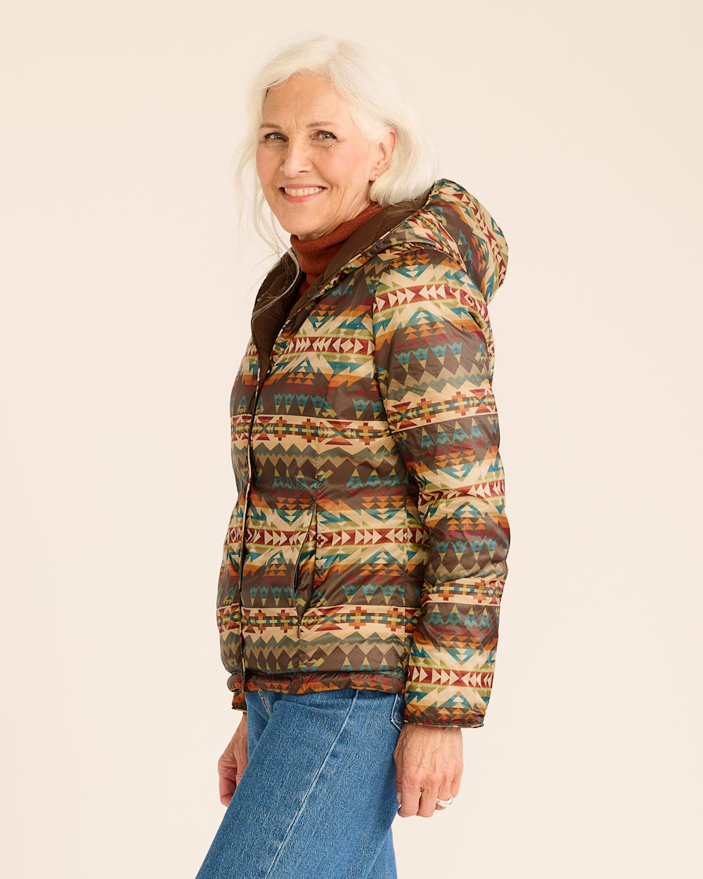 ALTERNATE VIEW OF WOMEN'S SOLSTICE CANYON REVERSIBLE JACKET IN BROWN MULTI image number 3