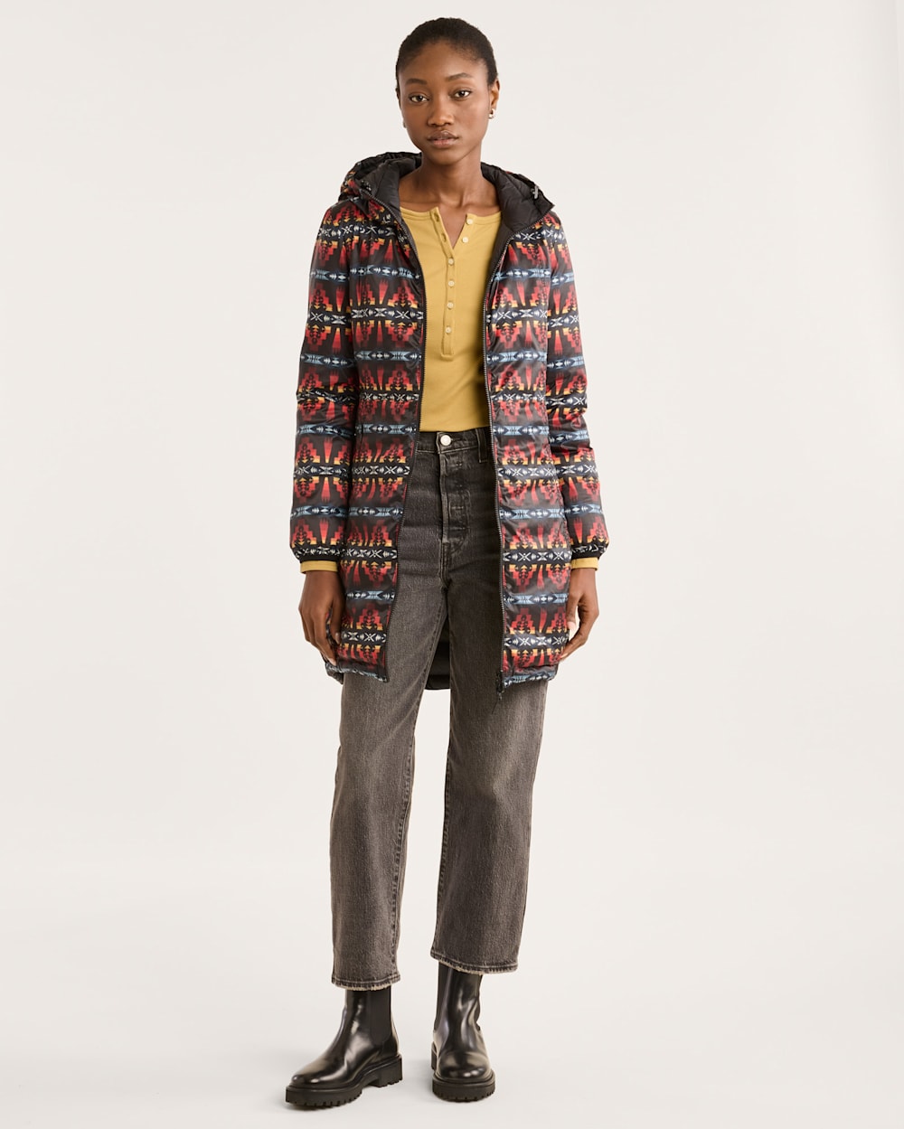 WOMEN'S TUCSON LONG REVERSIBLE PARKA IN BLACK MULTI image number 1
