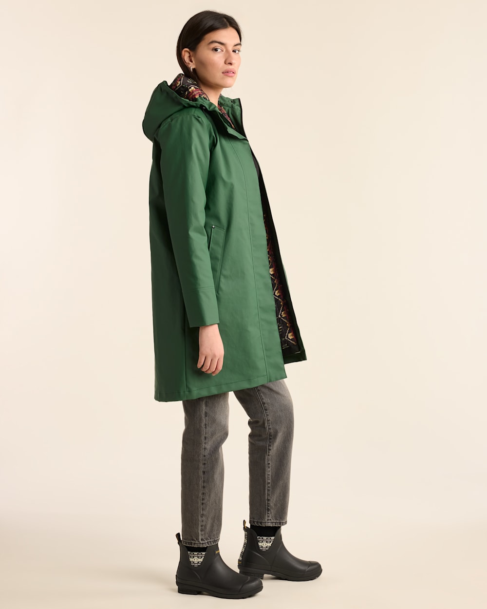 ALTERNATE VIEW OF WOMEN'S VICTORIA A-LINE SLICKER IN HUNTER image number 2