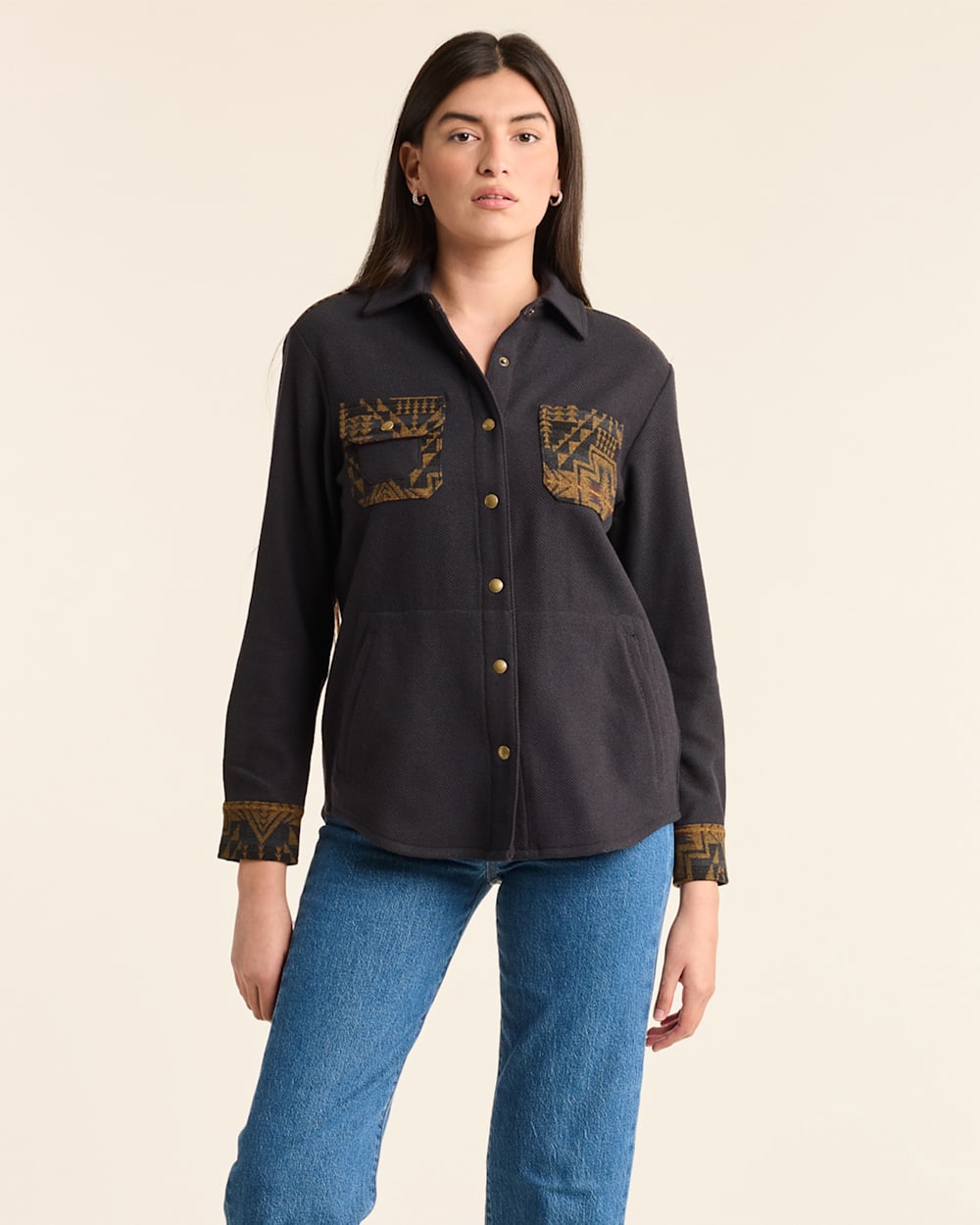 WOMEN'S HARDING UTILITY SHIRT IN GREY/MAROON TWILL image number 1