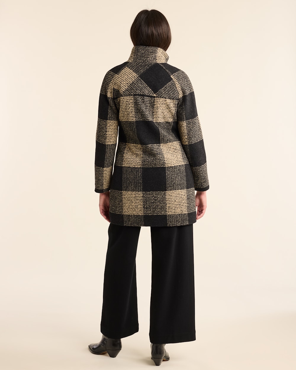 ALTERNATE VIEW OF WOMEN'S PACIFIC HEIGHTS TOPPER COAT IN GREY/TAN PLAID image number 3