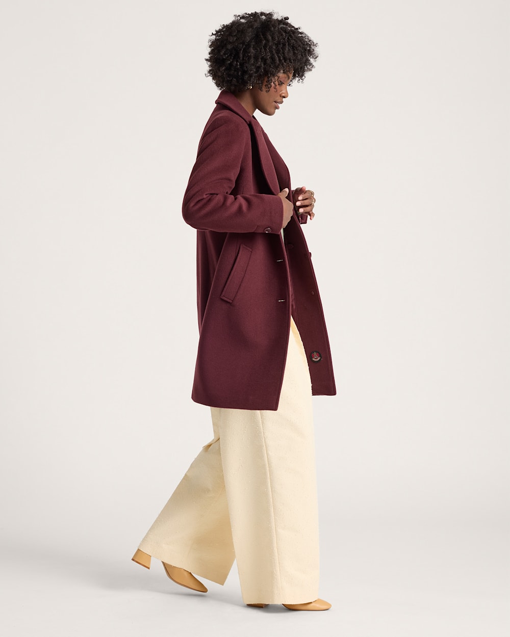 ALTERNATE VIEW OF WOMEN'S LOMBARD WOOL WALKER COAT IN MERLOT image number 3