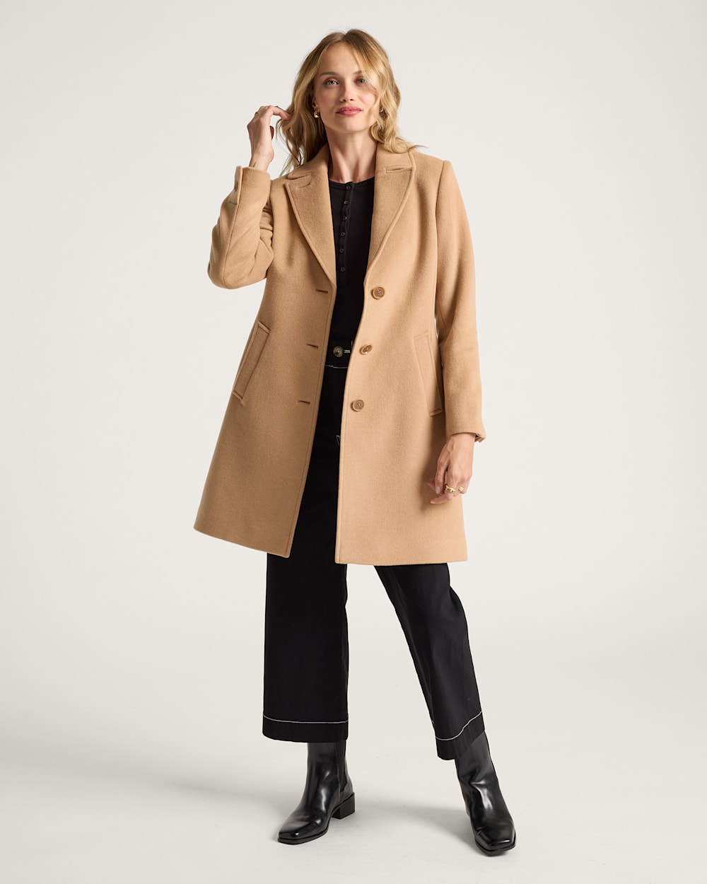 ALTERNATE VIEW OF WOMEN'S LOMBARD WOOL WALKER COAT IN ICED LATTE image number 6
