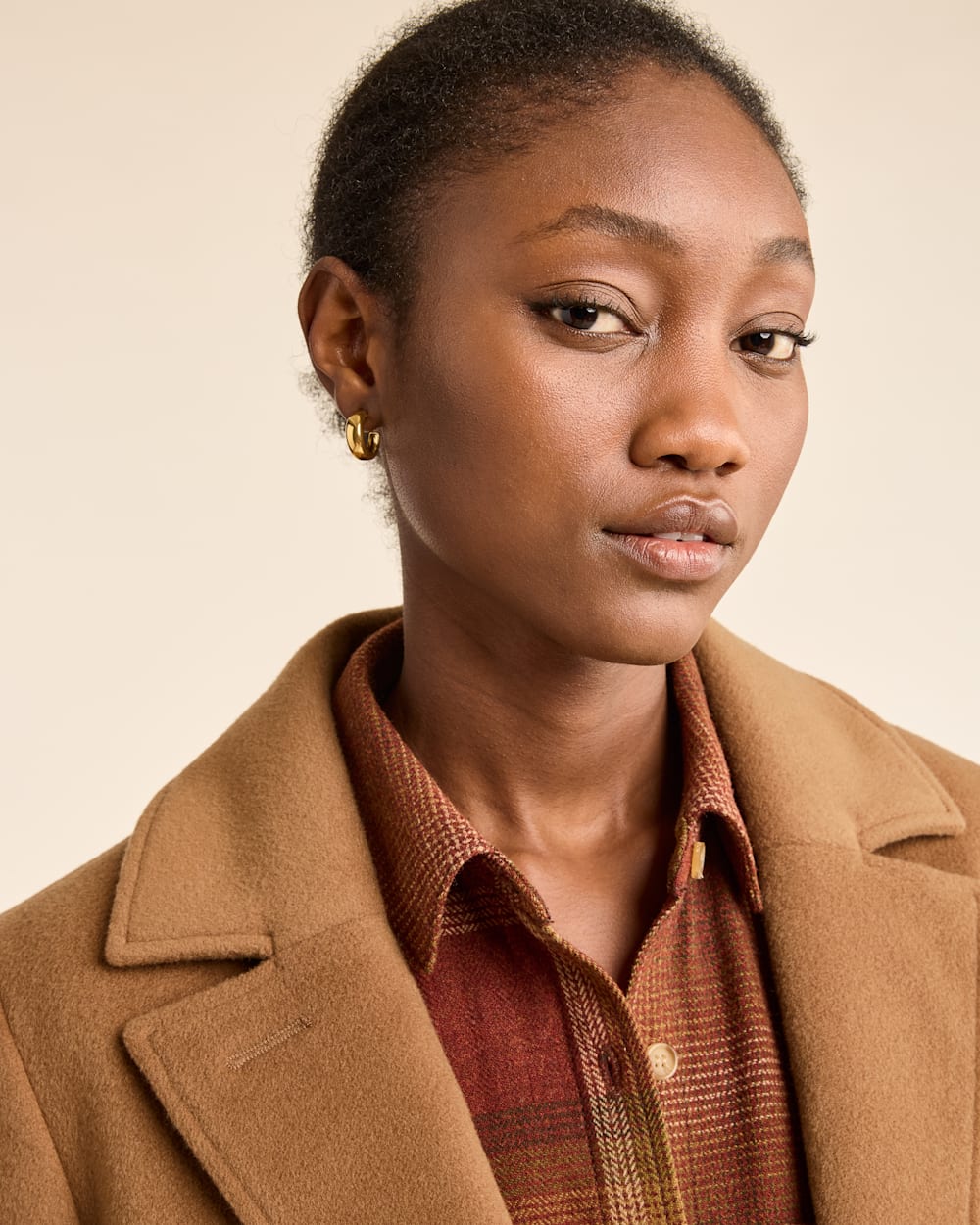 Camel walker coat top