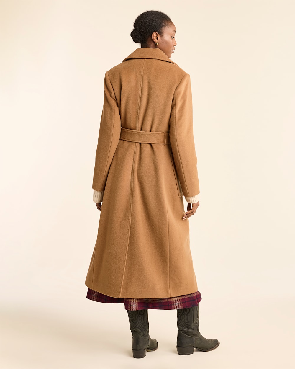Wool wrap coat with hood clearance