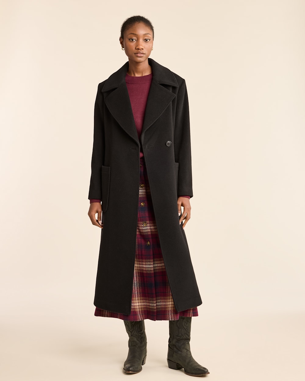 WOMEN'S NOB HILL WOOL WRAP COAT IN BLACK image number 1