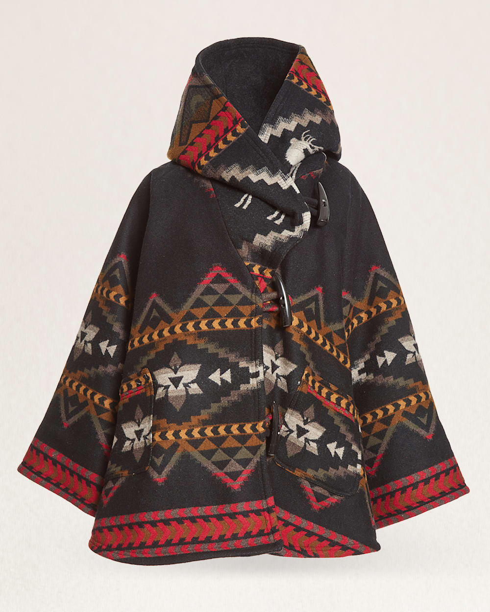 LINDSEY THORNBURG X PENDLETON BLANKET CLOAK IN BLACK LOST TRAILS image number 1