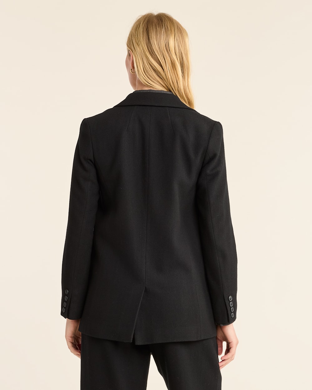 ALTERNATE VIEW OF WOMEN'S DAVIS HERRINGBONE WOOL BLAZER IN BLACK image number 3