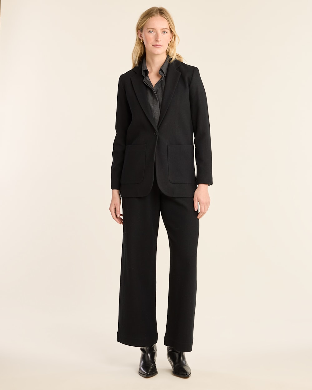 ALTERNATE VIEW OF WOMEN'S DAVIS HERRINGBONE WOOL BLAZER IN BLACK image number 4