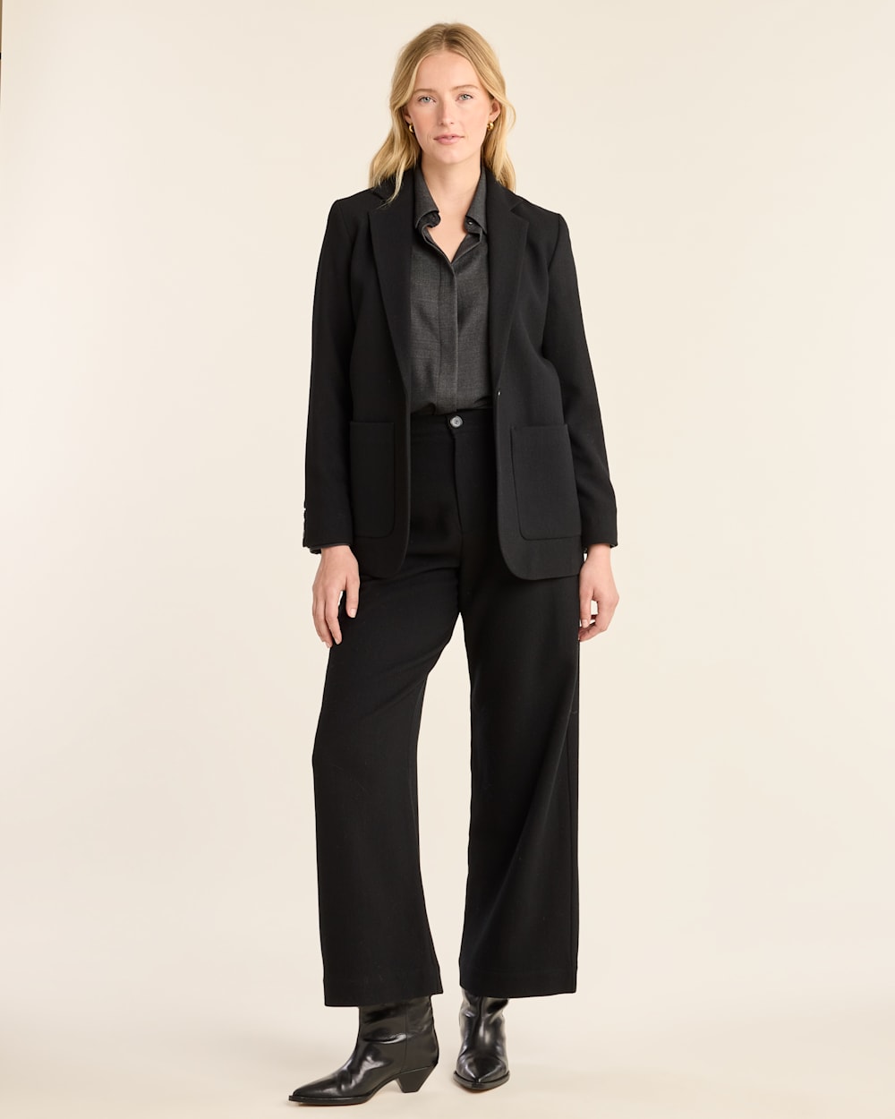 ALTERNATE VIEW OF WOMEN'S DAVIS HERRINGBONE WOOL BLAZER IN BLACK image number 5