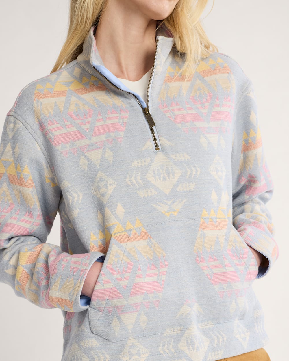 ALTERNATE VIEW OF WOMEN'S DOUBLESOFT HALF-ZIP PULLOVER IN BLUE AGATE BEACH image number 4