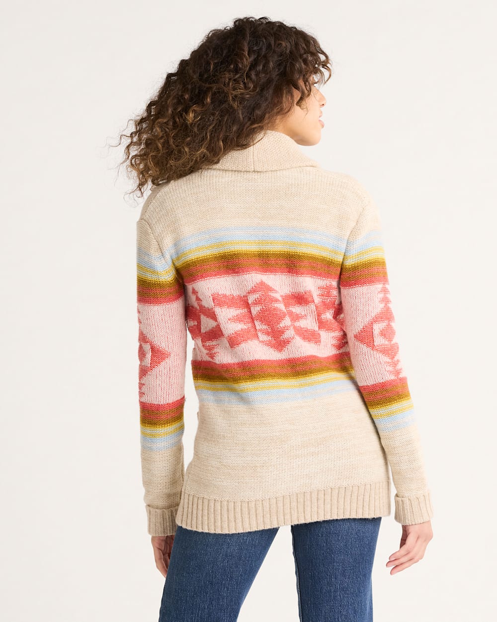 ALTERNATE VIEW OF WOMEN'S HERITAGE WOOL CARDIGAN IN TAN/ORANGE MULTI image number 2