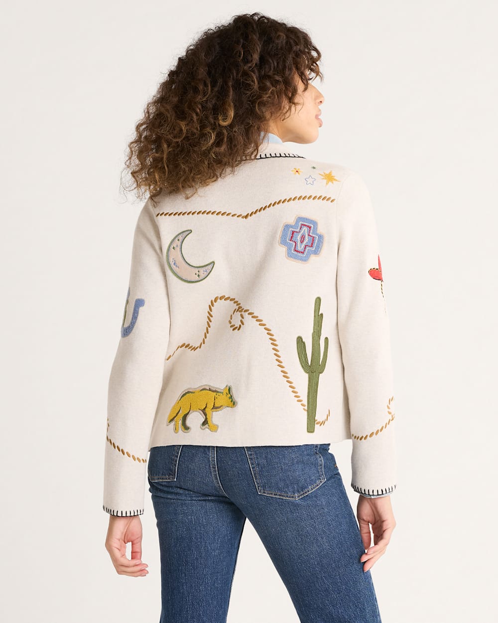 ALTERNATE VIEW OF WOMEN'S SOUVENIR CARDIGAN IN OATMEAL MULTI image number 3