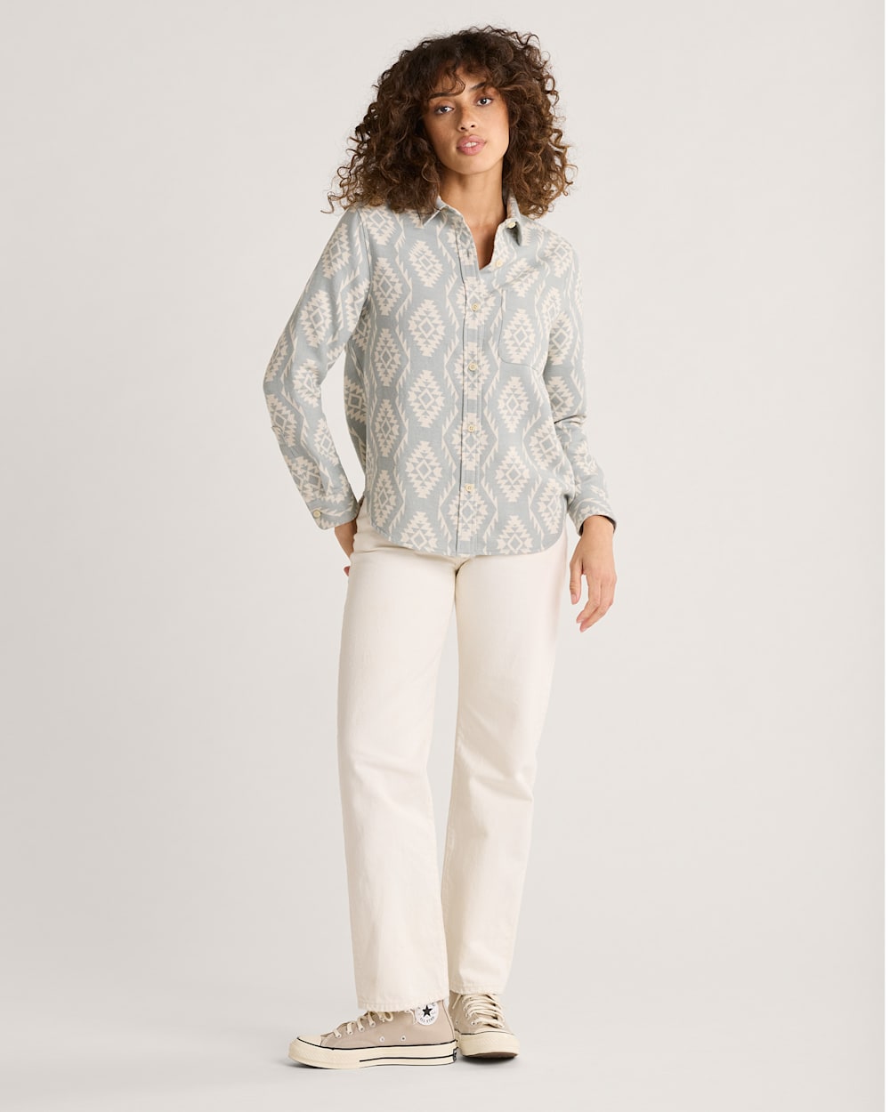 ALTERNATE VIEW OF WOMEN'S LONG BEACH DOUBLESOFT SHIRT IN MISTY BLUE image number 4