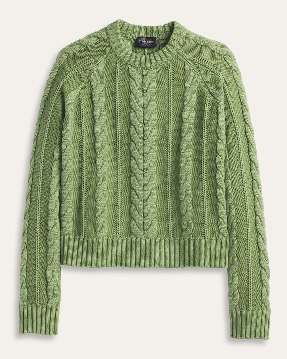 WOMEN'S COTTON CABLE SWEATER IN SPRUCE image number 1