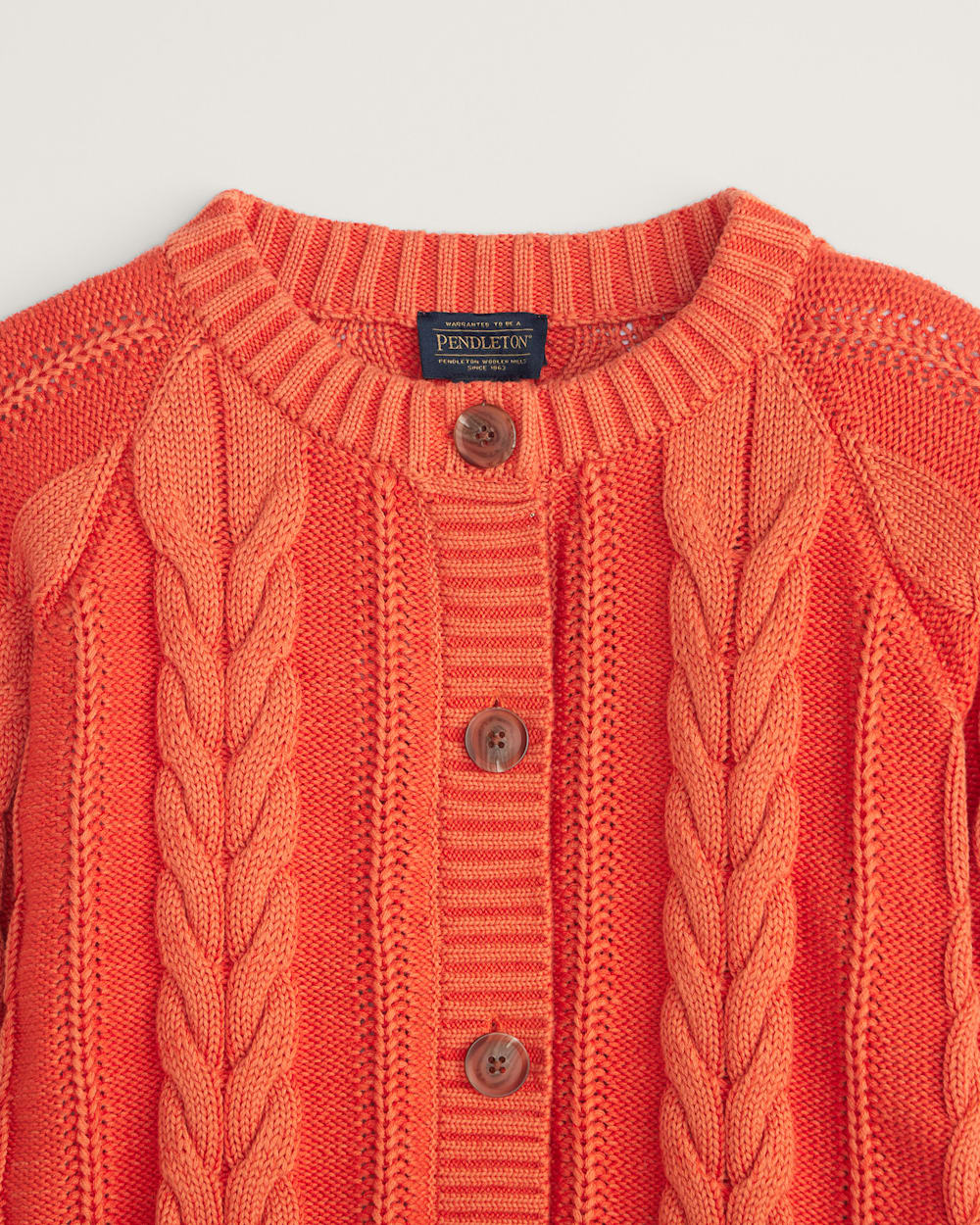 ALTERNATE VIEW OF WOMEN'S COTTON CABLE CARDIGAN IN POPPY image number 5