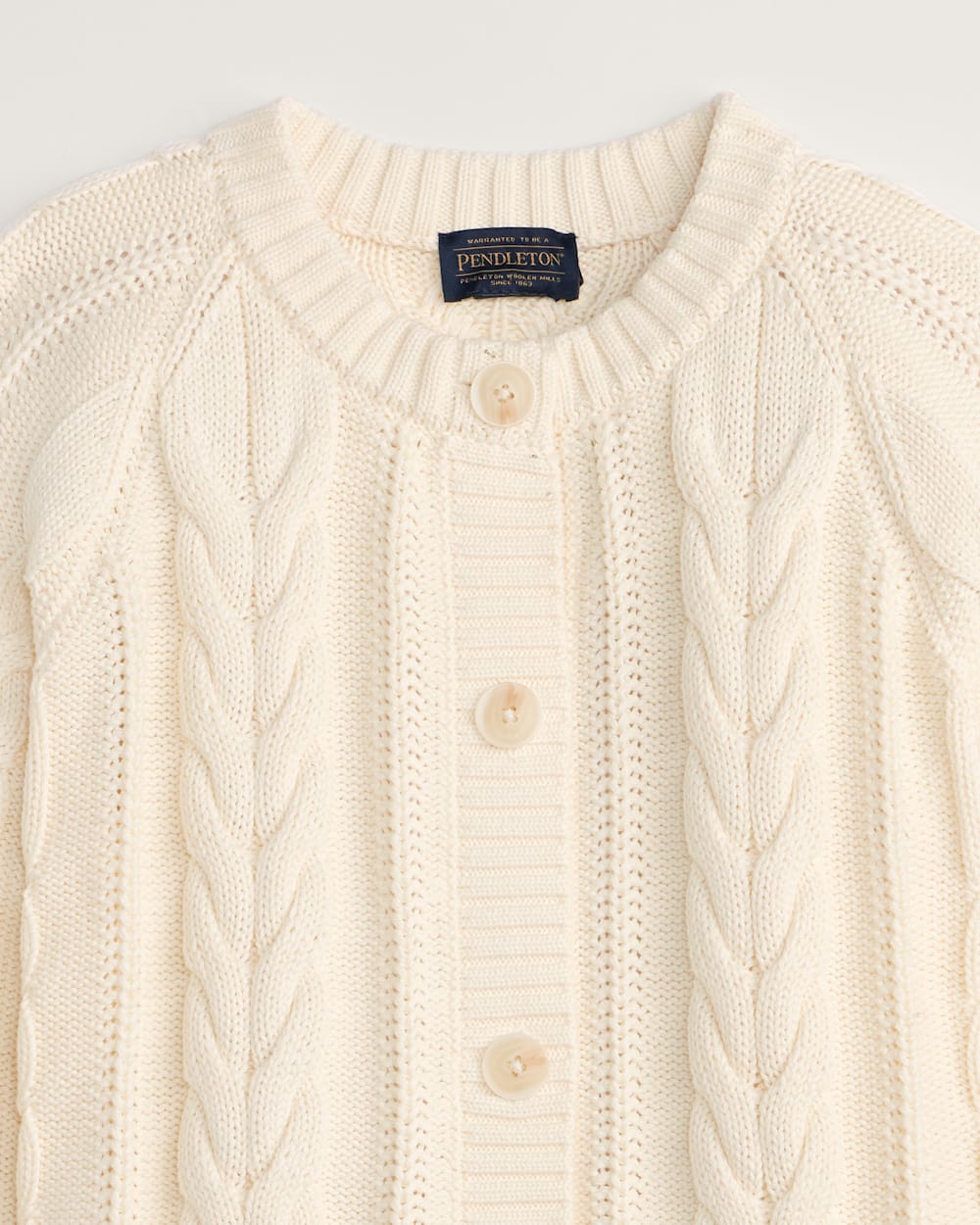 ALTERNATE VIEW OF WOMEN'S COTTON CABLE CARDIGAN IN ECRU image number 2