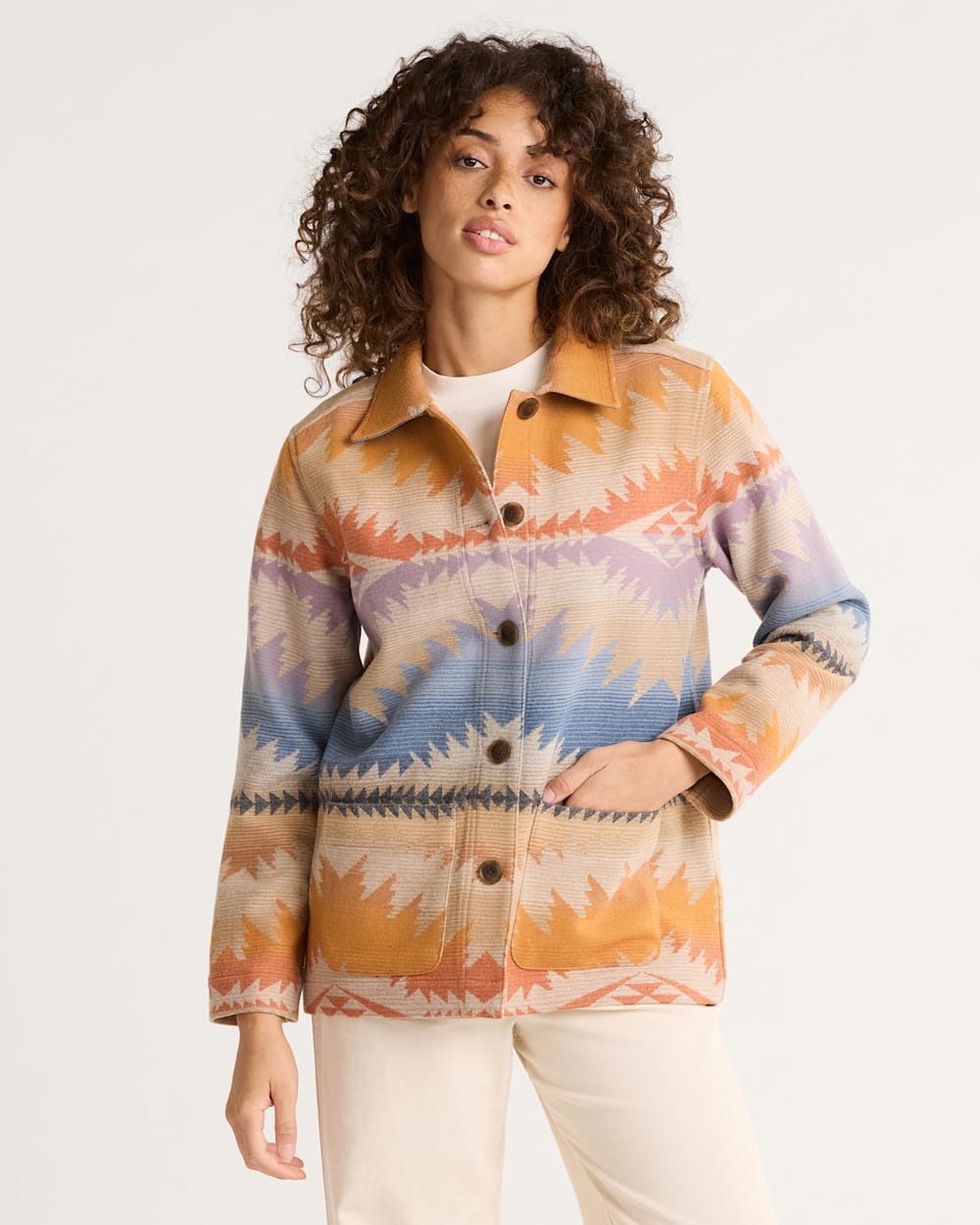 WOMEN'S SUNSET PASS WOOL COAT IN ORANGE MULTI image number 1