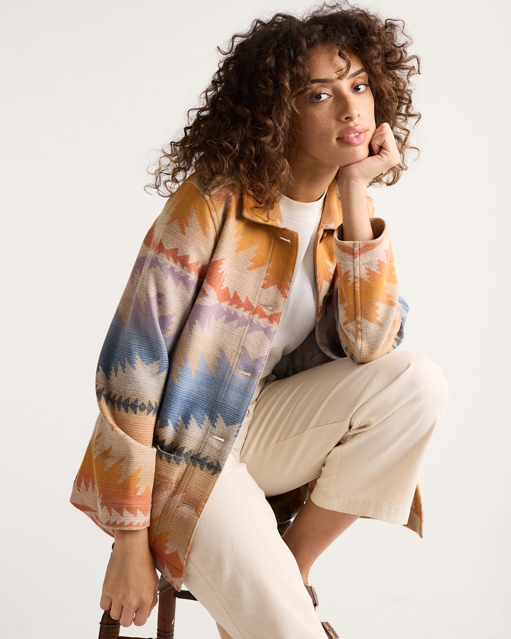 ALTERNATE VIEW OF WOMEN'S SUNSET PASS WOOL COAT IN ORANGE MULTI image number 4