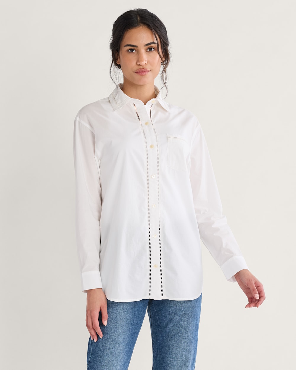 WOMEN'S EVERLY POPLIN SHIRT IN WHITE image number 1