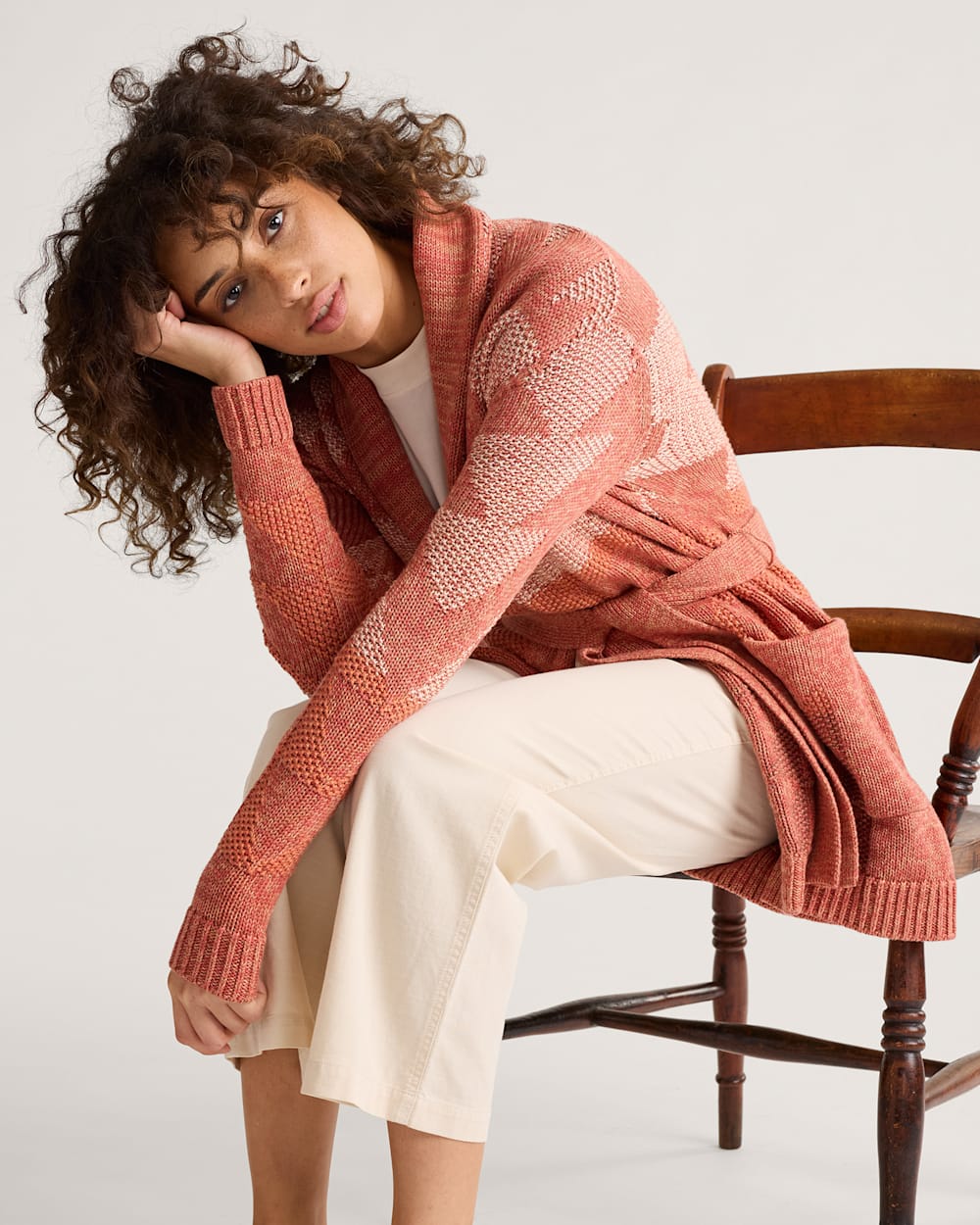 ALTERNATE VIEW OF WOMEN'S MONTEREY BELTED COTTON CARDIGAN IN RUST SUNSET image number 4