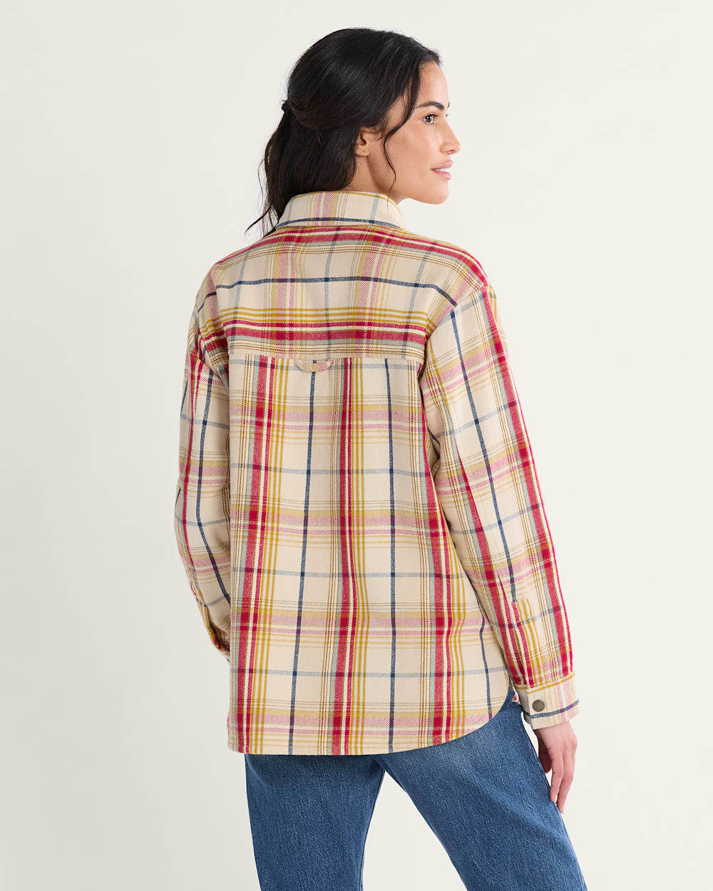 ALTERNATE VIEW OF WOMEN'S ARCADIA FLANNEL PLAID POPOVER SHIRT IN ANTIQUE WHITE MULTI image number 2
