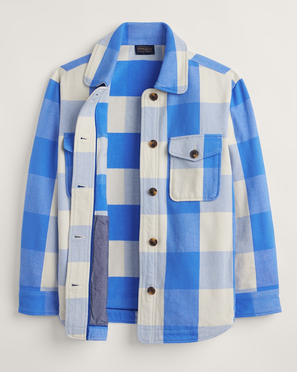 ALTERNATE VIEW OF WOMEN'S ARCADIA FLANNEL SHIRT JACKET IN BLUE BUFFALO CHECK image number 5