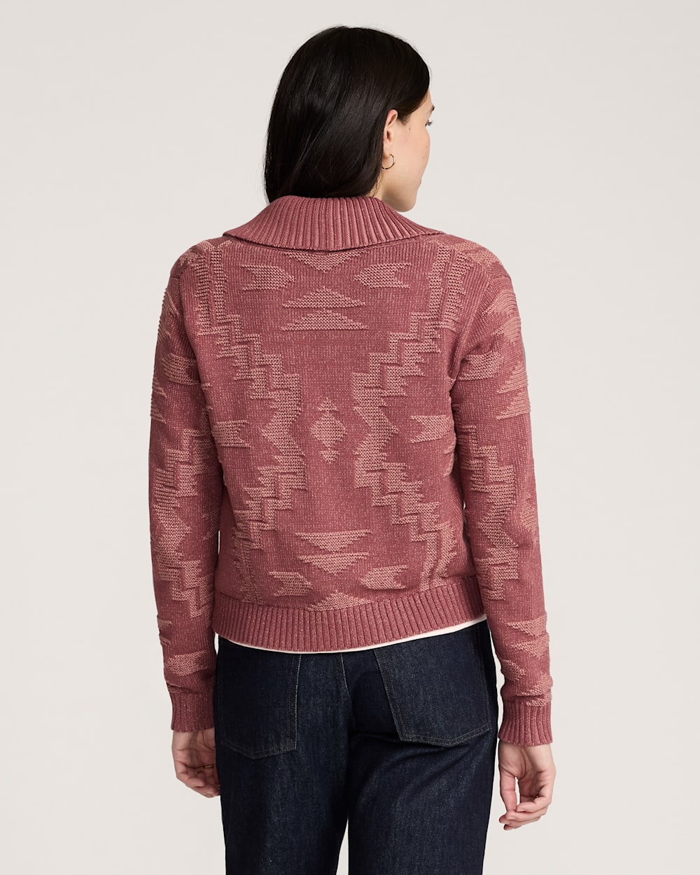 ALTERNATE VIEW OF WOMEN'S TEXTURED COTTON CARDIGAN IN ASH ROSE image number 2